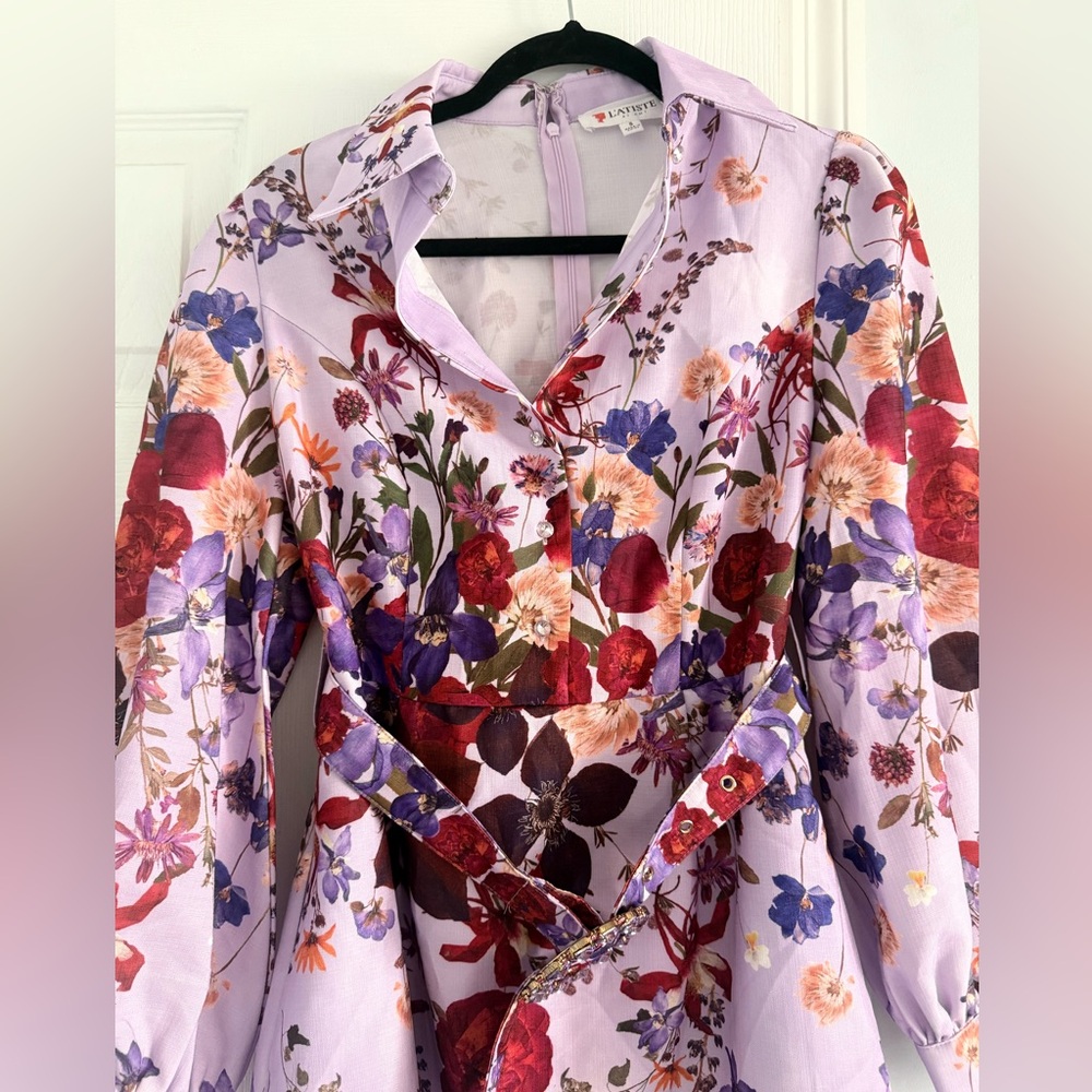 L'ATISTE Floral Purple Midi Dress - Picture 2 of 14